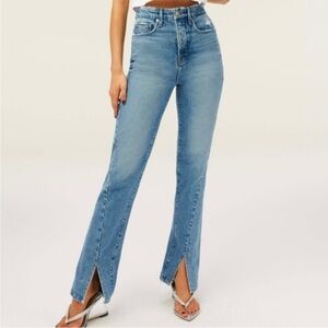 Good American Good Boy Twisted  Slit Ankle Jeans. High Rise. Button fly. Size 15